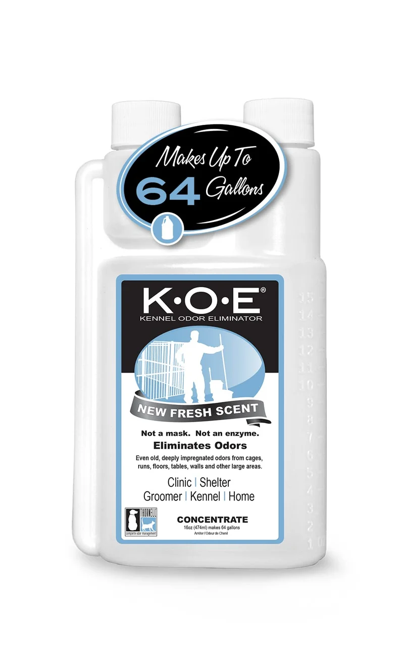 Odorcide K.O.E Concentré – Éliminateur d’odeurs non enzymatique pour cages et chenils – Parfum frais, 16 oz