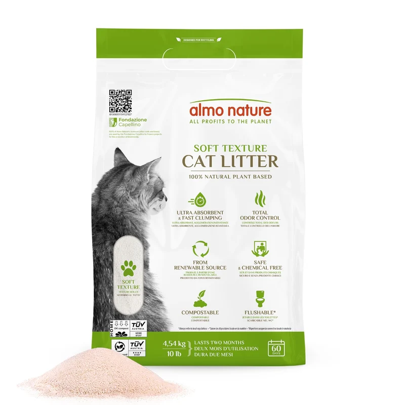 Almo Nature Litière Chat Texture Douce – Agglomérante, Biodégradable et Écologique, 10-lb
