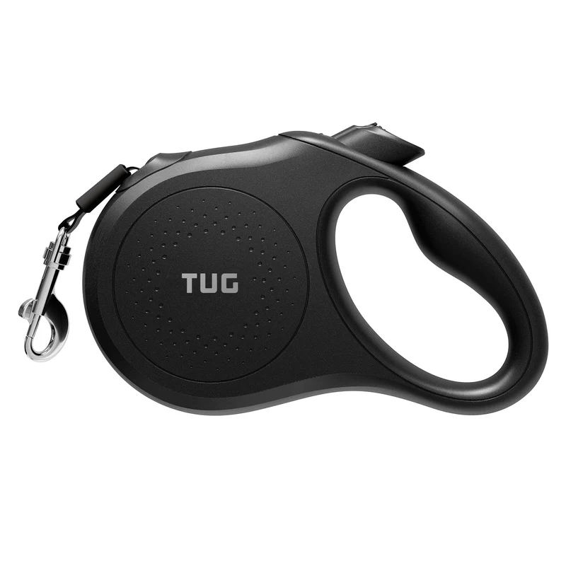 TUG Quest Laisse Rétractable pour Chien | 360° Sans Enchevêtrements | Nylon 16 Pieds Noir
