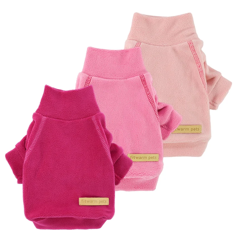 Fitwarm ensemble de 3 pull-overs polaires pour petits chiens et chats – Rose, Rose clair et Rose bébé