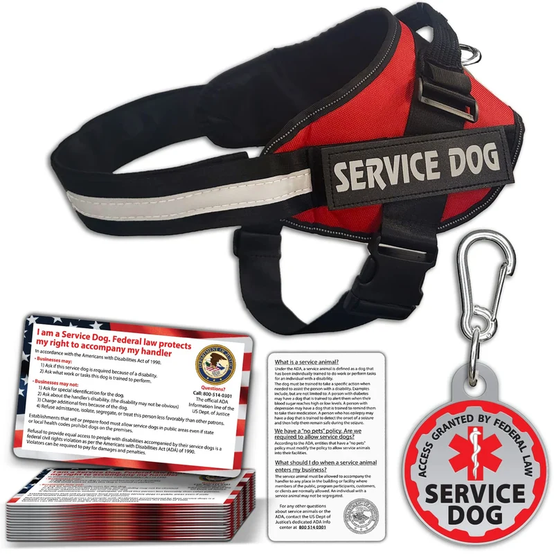 Pelto Gilet Service Chien Réfléchissant + Badge Métallique & 50 Cartes ADA – Kit Accessoires Service Animal (XS–XXL)