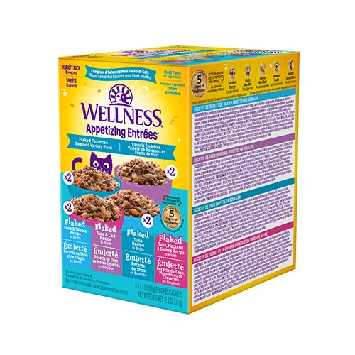 Wellness - Appetizing Entrées - Flaked Favorites, Seafood Variety Pack Wet Cat Food 8 x 1.4oz