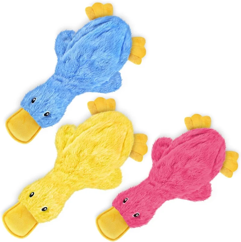 Best Pet Supplies Jouet Chien Crinkle Canard – Interactif, Sans Bourre, Tailles Petite à Grande, Jaune/Bleu/Rose