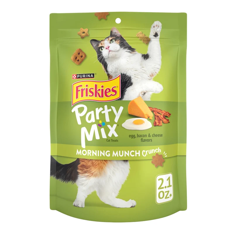 Purina Friskies Party Mix Crunch Morning Munch – Friandises croquantes pour chats (pack de 10 sachets, env. 60 g chacun)