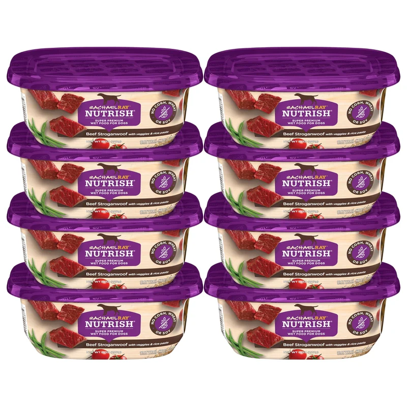 Nutrish Nourriture humide pour chiens en pots — Boeuf Stroganwoof, lot de 8 pots 8 oz