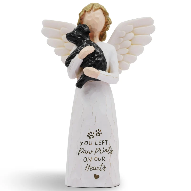 BORLESTA Figurine Ange Chien Mémorial Noir — Cadeau de deuil et souvenir durable