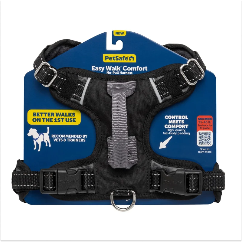 PetSafe Harnais Easy Walk Confort Anti-Tirage pour Chien – Réglable 5 Points – Noir – Taille S/M