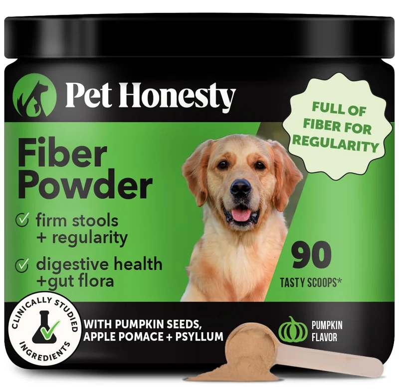 Pet Honesty Poudre Fibre Citrouille pour Chiens – Probiotique Naturel avec Psyllium, Graines de Citrouille et Pectine de Pomme (90 dosettes)