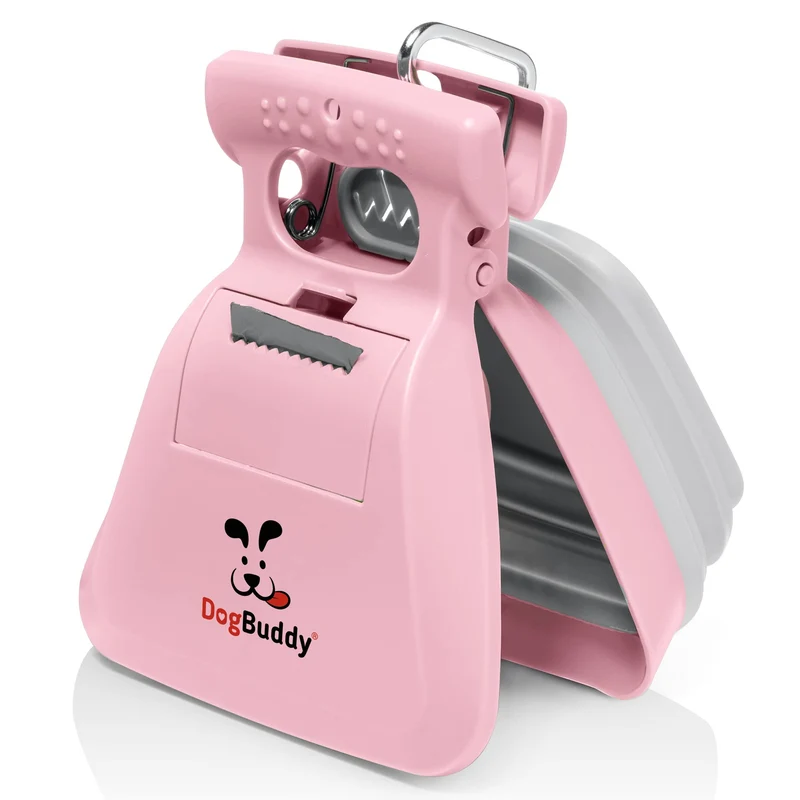 DogBuddy Ramasse-Crotte Portable pour Chien – 2 Tailles, Attache-Sacs et Sacs Inclus (Rose)