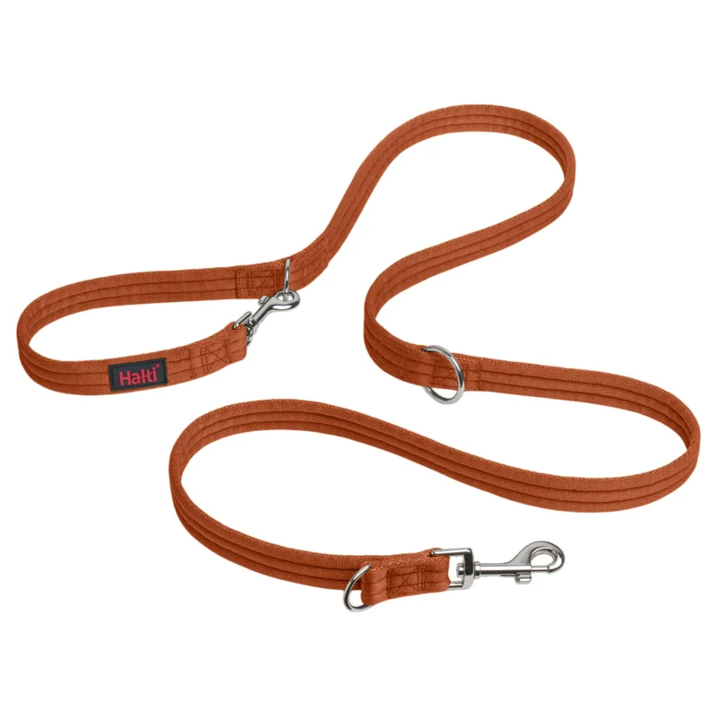 Halti Training Laisse Double Bout - Anti-Tirage, Léger & Durable, Taille Grande, Orange Brûlé, 2 m