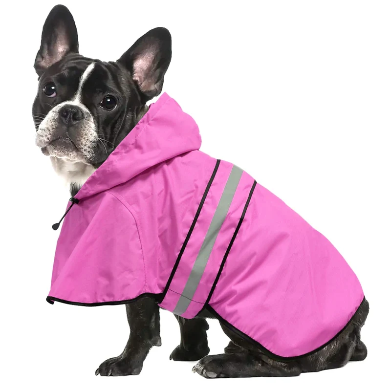 Ezierfy Veste de Pluie Réfléchissante pour Chiot – Imperméable avec Capuche Rose Petit