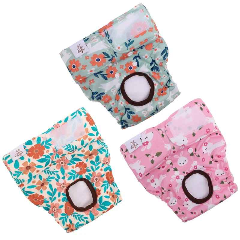 CuteBone Couches lavables pour chiennes – 3 packs, protections réutilisables en chaleur et apprentissage