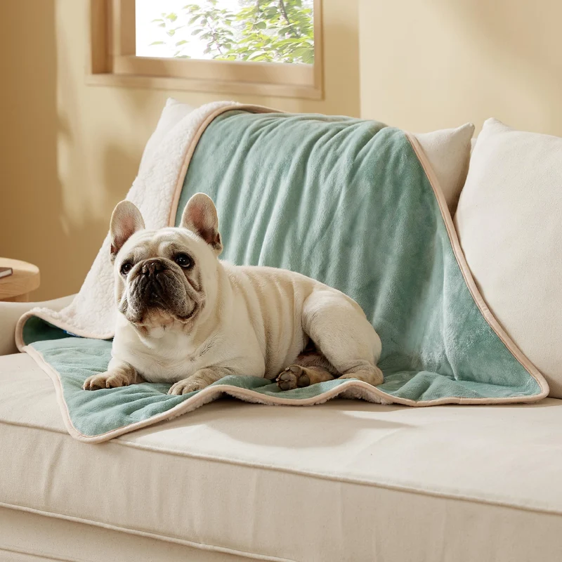 Bedsure Couverture Imperméable pour Chiens Moyens et Chats – Douce, Réversible, Lavable 30x40, Vert Clair