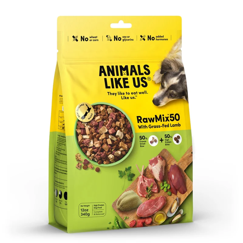 Animals Like Us RawMix50 Premium Lyophilisé Cru – Agneau élevé en pâturage pour chien, 340 g
