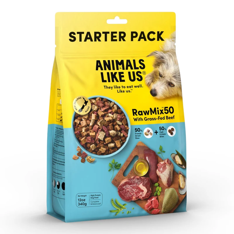 Animals Like Us RawMix50 – Repas cru lyophilisé au bœuf, 340 g, sans blé ni maïs