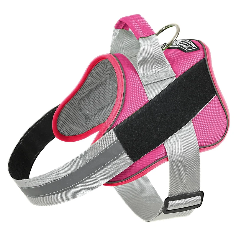 Bolux Harnais Chien Sans Tirage Réfléchi — Respirant et Réglable avec Poignée (Fuchsia, Petit)