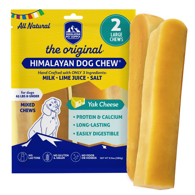 Himalayan Dog Chew Original – Friandise au fromage de yak pour chiens, 100% naturelle, longue durée, sans lactose ni gluten, lot de 2