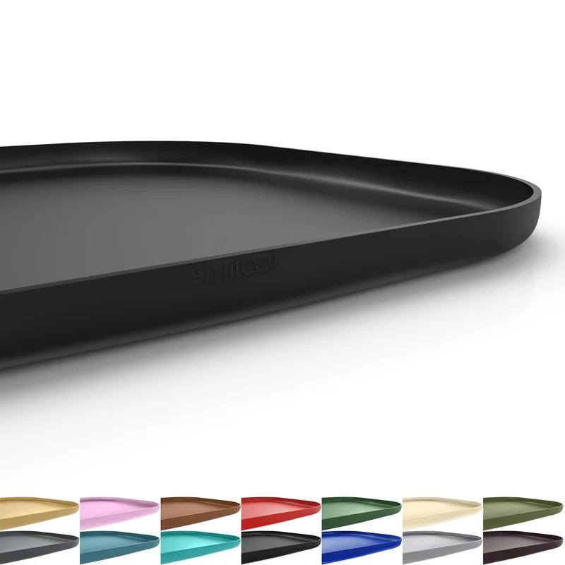 SMILOOL Tapis silicone alimentaire pour animaux – Bord élevé, Noir, 24 x 16 x 0,8 pouces
