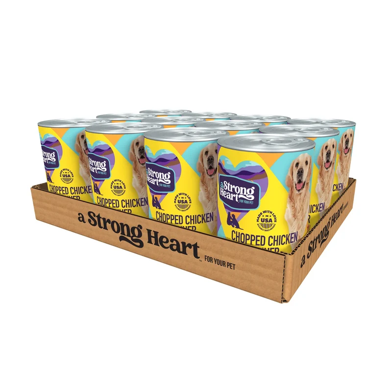 Strongheart – Nourriture humide pour chien au poulet haché, Dîner au poulet – Lot de 12 boîtes 375 g, Fabriqué aux États‑Unis