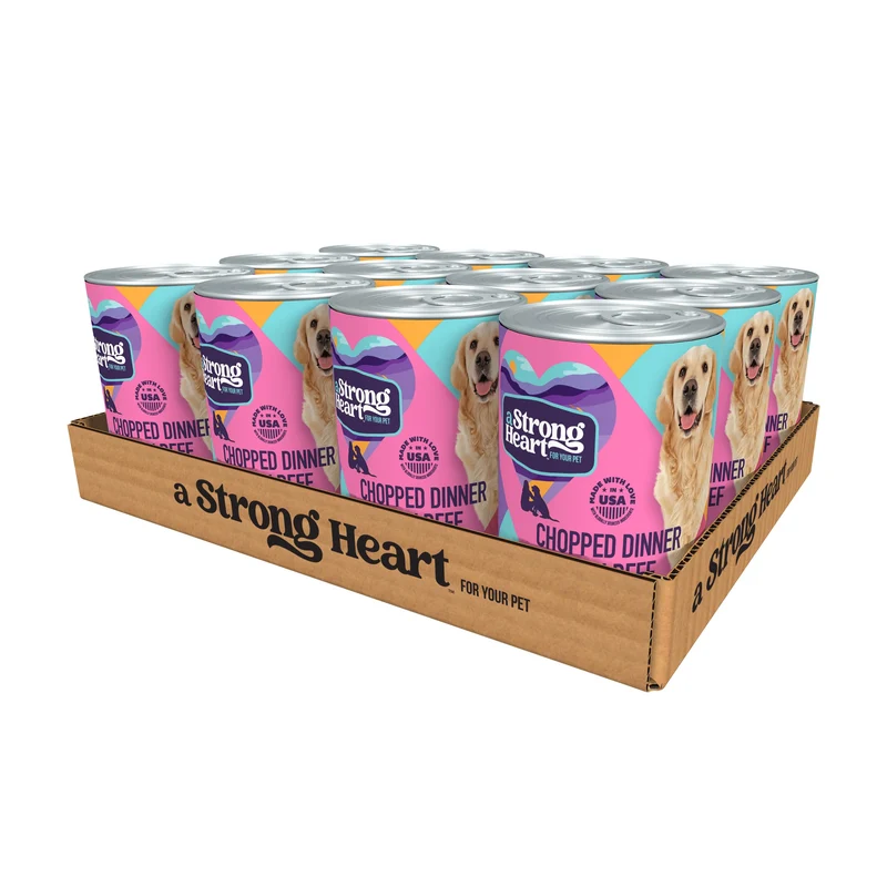 Strongheart Nourriture humide pour chien – Dîner haché au bœuf, 12 boîtes de 375 g, fabriqué aux États‑Unis