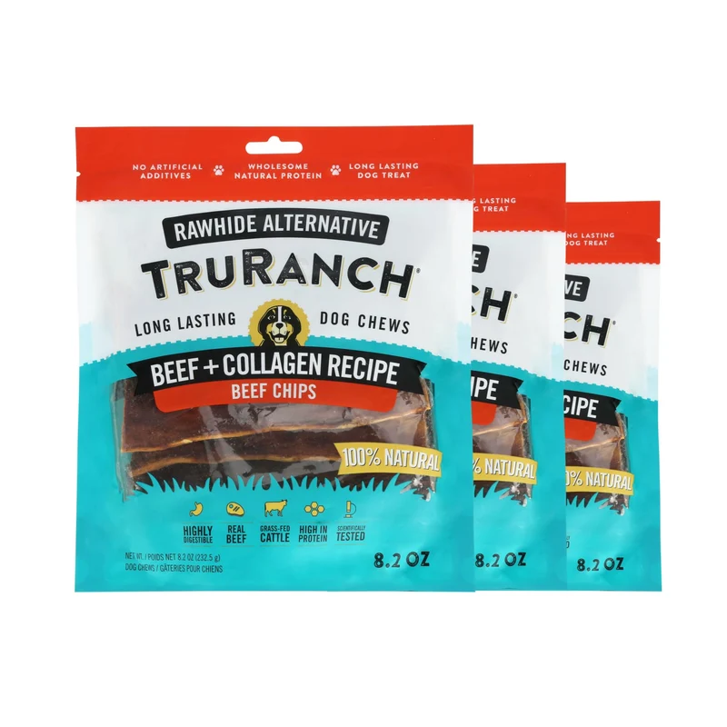 TRURANCH Collagen Chips – Friandises pour chien, soutien articulations durable, sans cuir – Pack 3 sachets