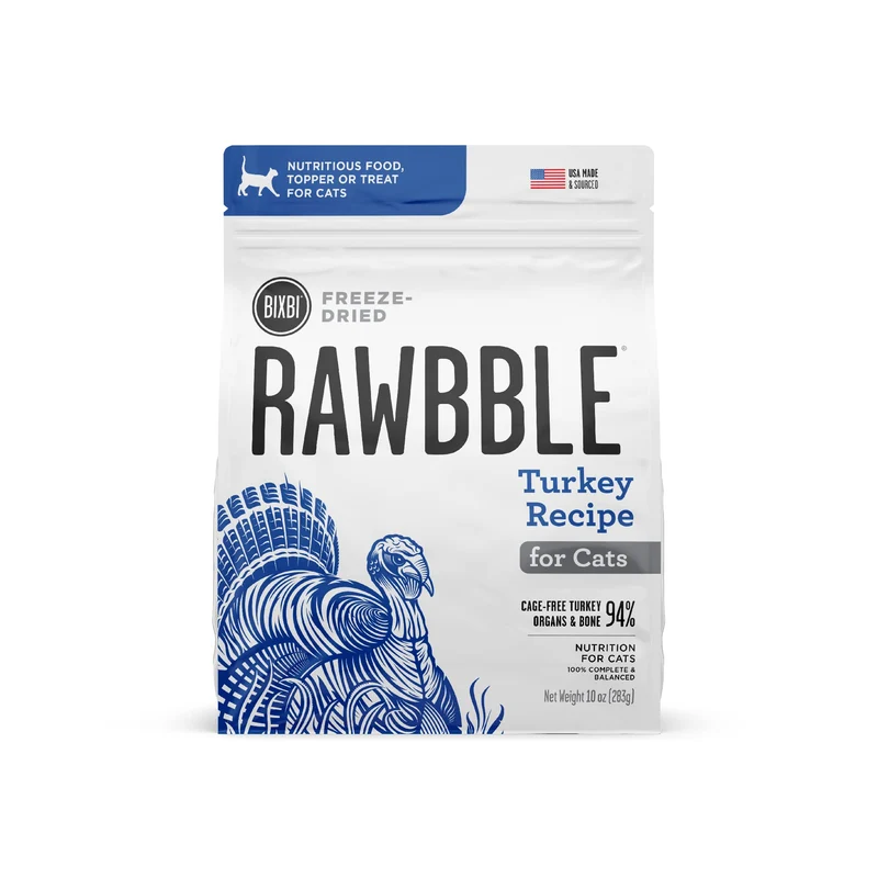 BIXBI Rawbble Dinde Lyophilisée – 94% Viande et Organes, Sans Céréales, 10 oz – USA