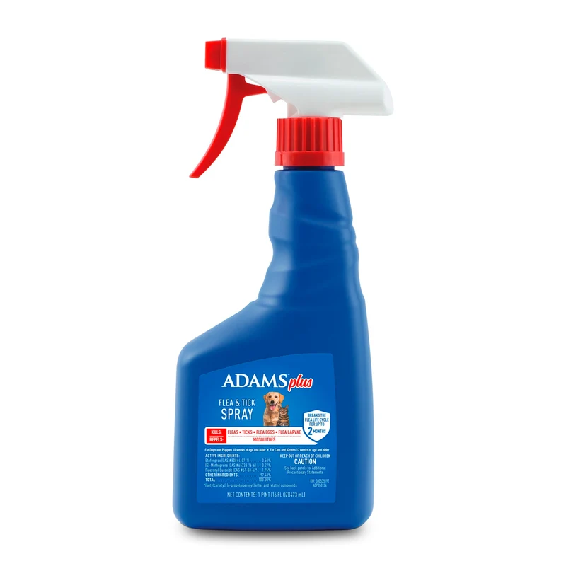 ADAMS Plus Spray Puces et Tiques pour Chiens et Chats — Protection Jusqu’à 2 Mois