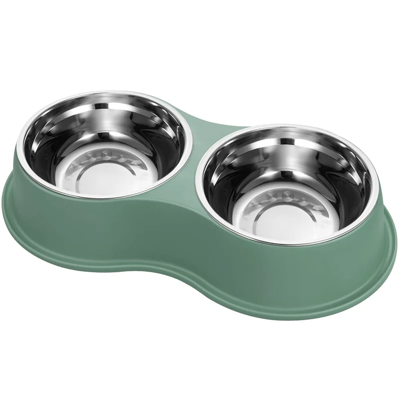 EpetsLove – Gamelles doubles en acier inoxydable avec station en résine antidérapante pour chiens et chats