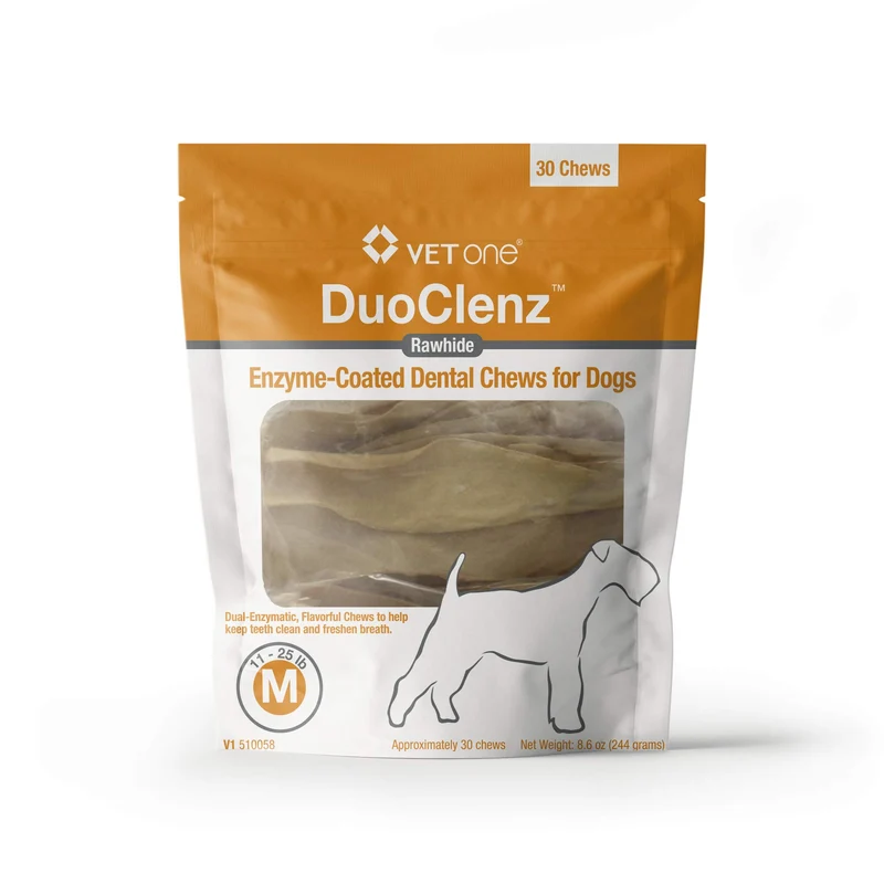 Vet One DuoClenz : Friandises dentaires enzymées enrobées pour chiens de taille moyenne – 30 bouchées