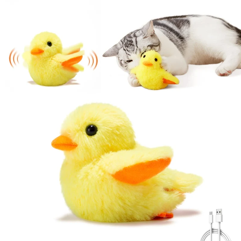 potaroma canard battant rechargeable – silvervine et catnip, jouet interactif pour chats