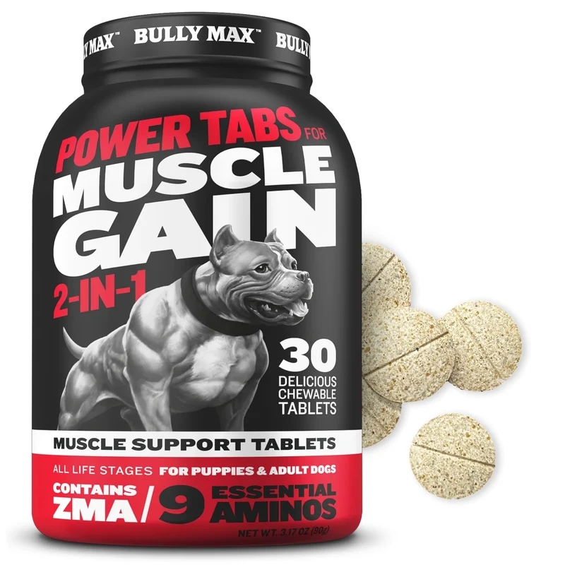 Bully Max – Tablettes à mâcher 2-en-1 pour chiens | Muscle et vitalité, vitamines quotidiennes, 30 comprimés