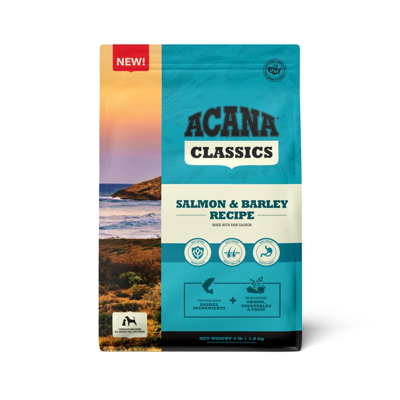 ACANA Classics Croquettes Sèches Saumon et Orge – Sac de 4 lb | Nutrition équilibrée pour Chiens