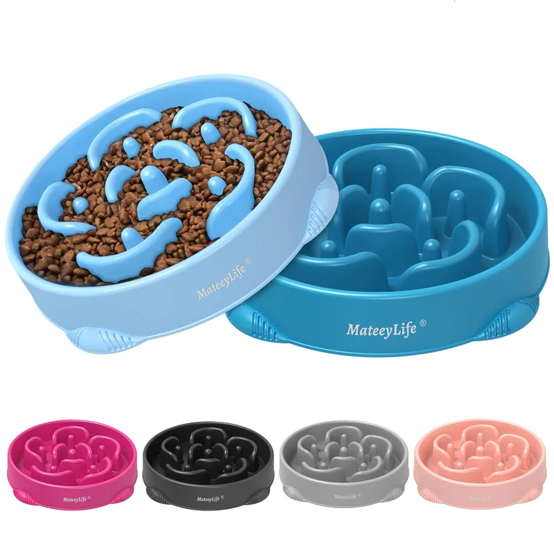MateeyLife Grand Bol Lent – 2 Pièces, Mangeoire Puzzle Anti-Étouffement pour Grands Chiens, Capacité 4 Tasses
