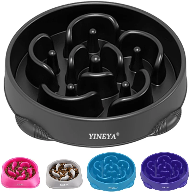 YINEYA Gamelle Lente 4 Tasses pour Chien de Grande Race – Puzzle Alimentaire