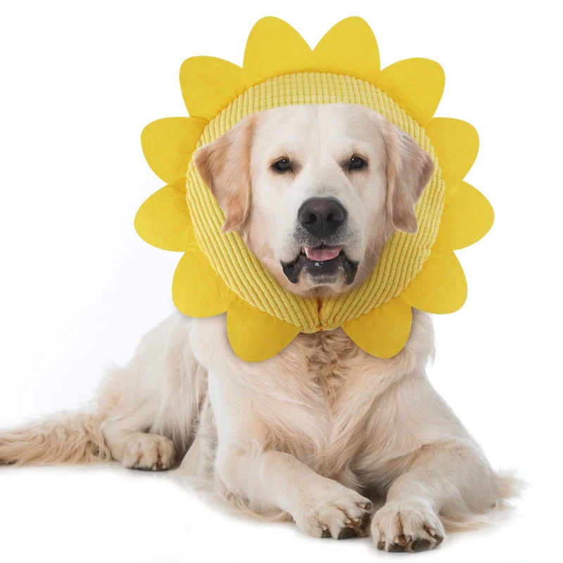 IEUUMLER Collier Gonflable de Récupération pour Chien et Chat – Donut Protecteur EU002 Tournesol M