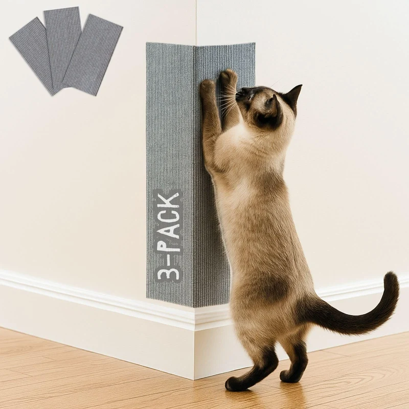 2ME Tapis Griffes Chat Gris (3 Pack) – Tapis Griffes Auto-Adhésif Polyvalent 60 cm x 30 cm