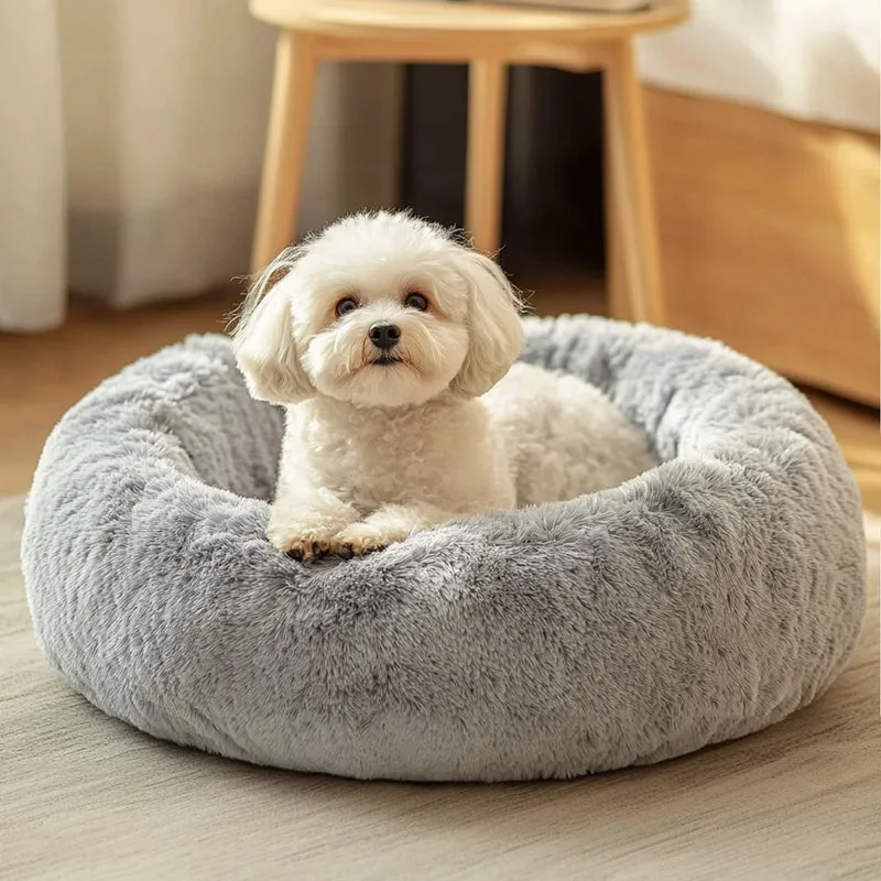 JOLLYVOGUE Lit anti-anxiété pour chien et chat 23 pouces — Panier Donut Doux