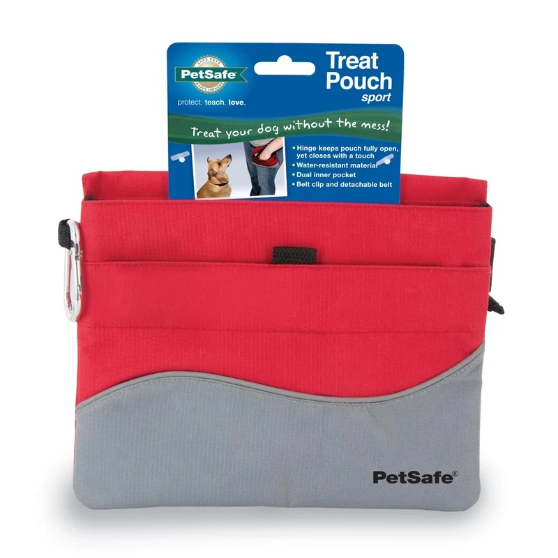 PetSafe Treat Pouch Sport – Pochette d'entraînement étanche avec accès rapide et poches multiples – Rouge