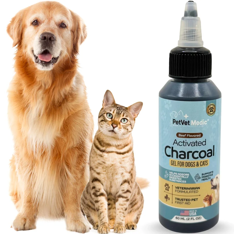 PetVet Medic Gel Charbon Actif Aromatisé pour Chiens et Chats (60 ml) – Gel facile à utiliser