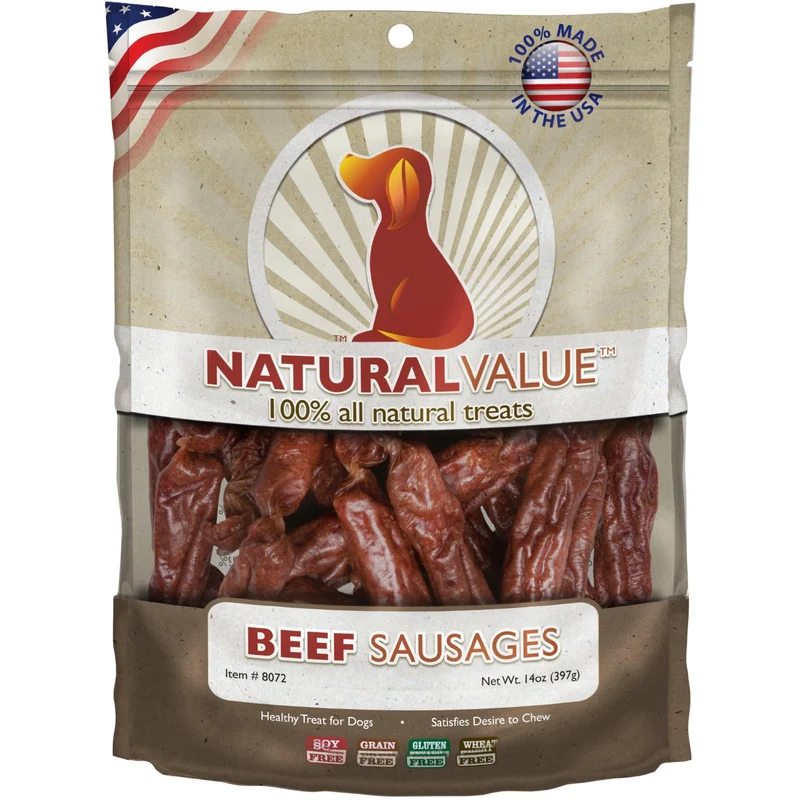 Loving Pets Natural Value Saucisses de Boeuf – Friandises molles sans céréales pour chiens