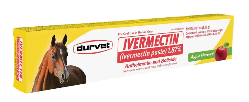 Durvet Ivermectine Pâte Équine 1,87% – Dose 6,08 g Saveur Pomme