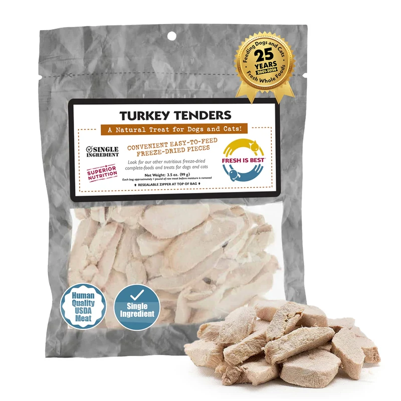 Fresh Is Best Tenders Dinde Lyophilisées – Friandises pour Chiens et Chats – Protéine Unique – Fabriqué aux États-Unis