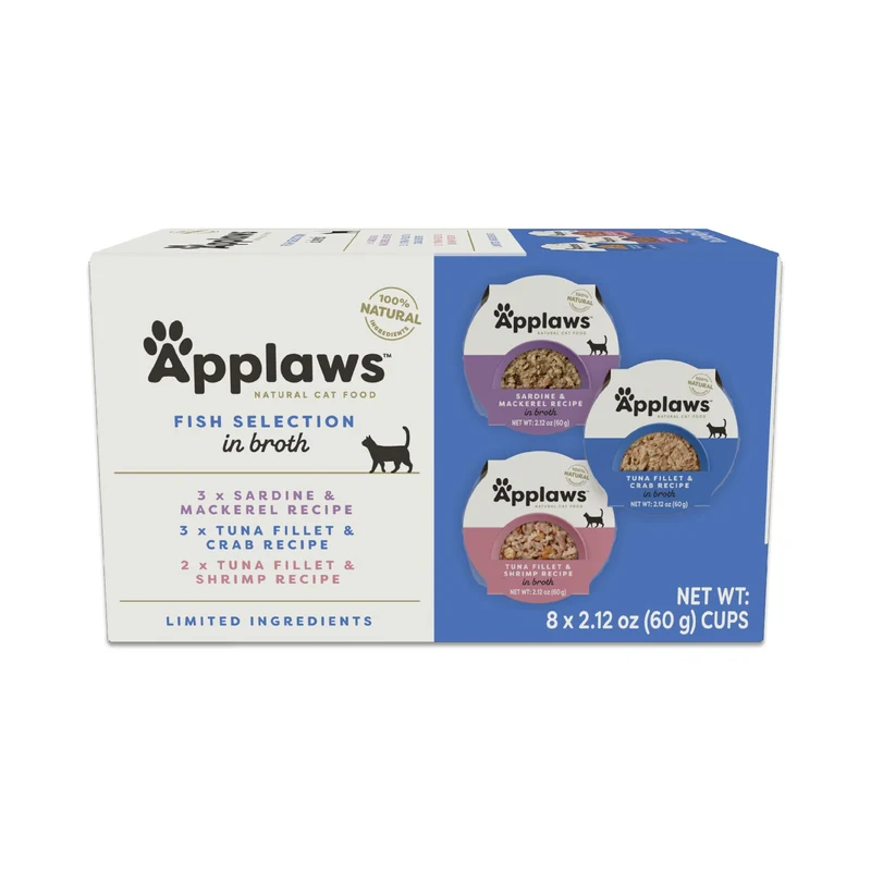 Applaws Nourriture humide naturelle pour chat – 8 pots, ingrédients limités