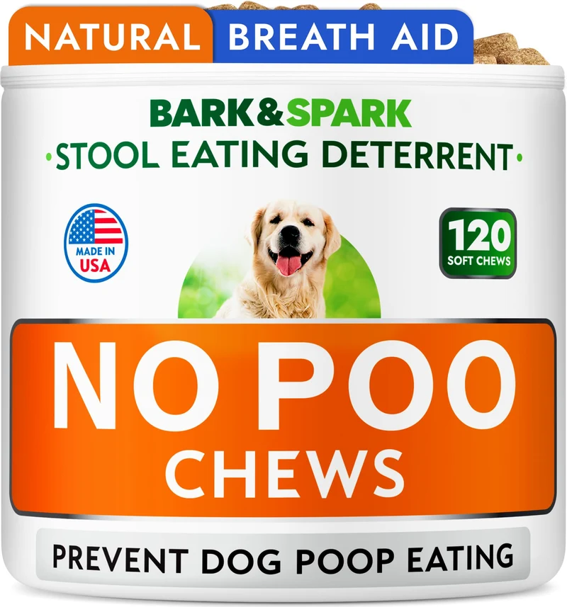 BARK&SPARK – Friandises anti-coprophagie pour chiens | Probiotiques, enzymes digestives et haleine fraîche – 120 friandises – Fabriqué aux États‑Unis