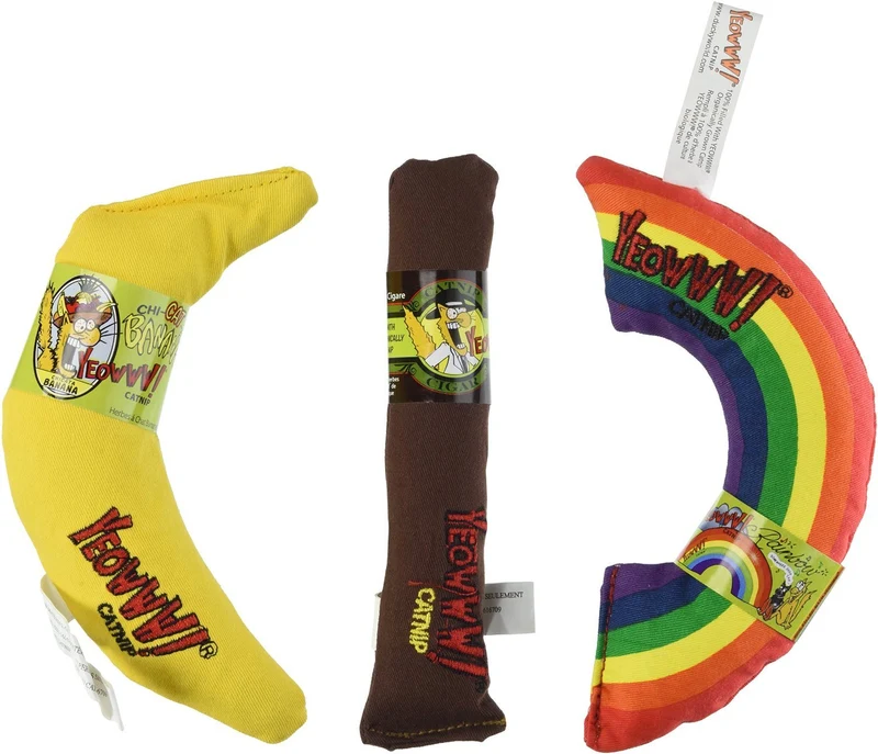 Yeowww! Pack de Jouets Catnip – Cigare, Banane et Arc-en-Ciel, Fabriqué aux États-Unis