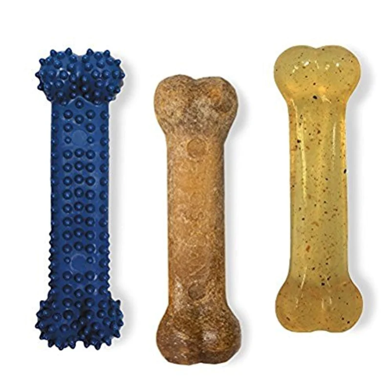 Nylabone Flexi Chew – Pack Petit Chien (3 pièces), Saveurs Poulet & Bacon, Jouets Masticatoires Souples