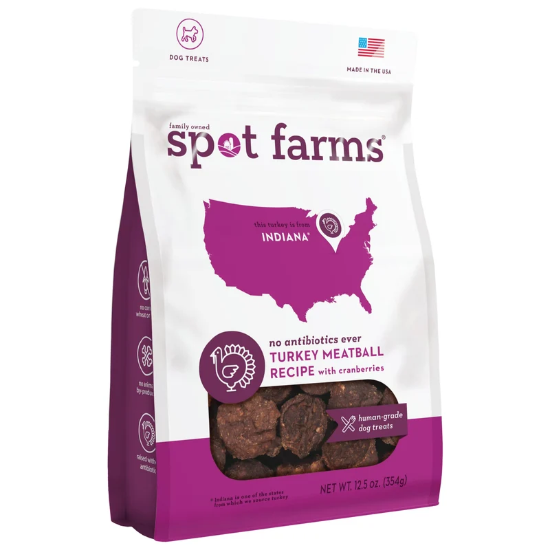 Spot Farms Boulettes Dinde – Friandises Chiens Naturelles, Qualité Humaine, Fabriquées aux États-Unis 12,5 oz