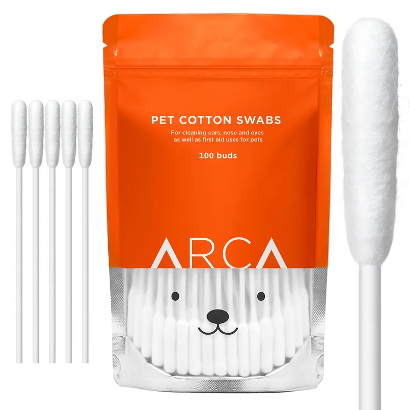 ARCA PET Coton-Tiges pour Chiens et Chats – Embouts Longs pour Nettoyage des Oreilles – Pack de 100