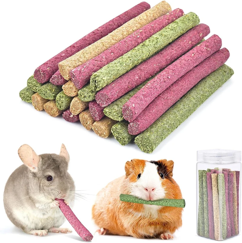 ERKOON Bâtonnets de Foin Timothy Original – Jouets à Mâcher pour Lapins et Petits Rongeurs