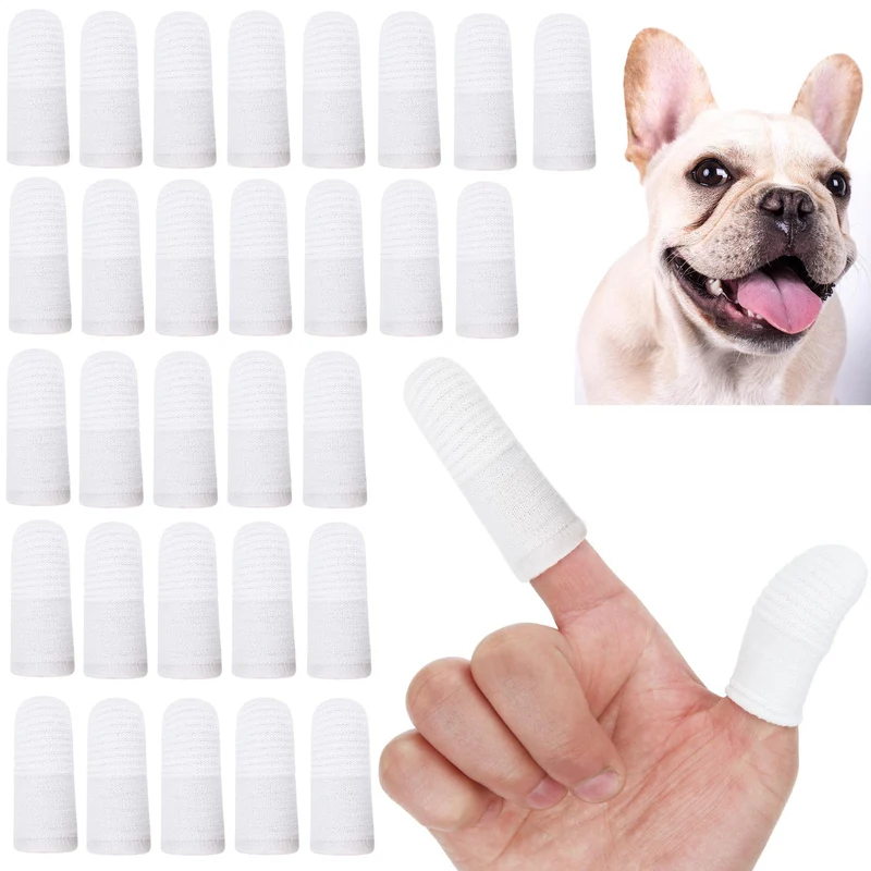 PenVinoo – Ensemble de 30 brosses dentaires à doigt pour chien et chat, lavables et durables